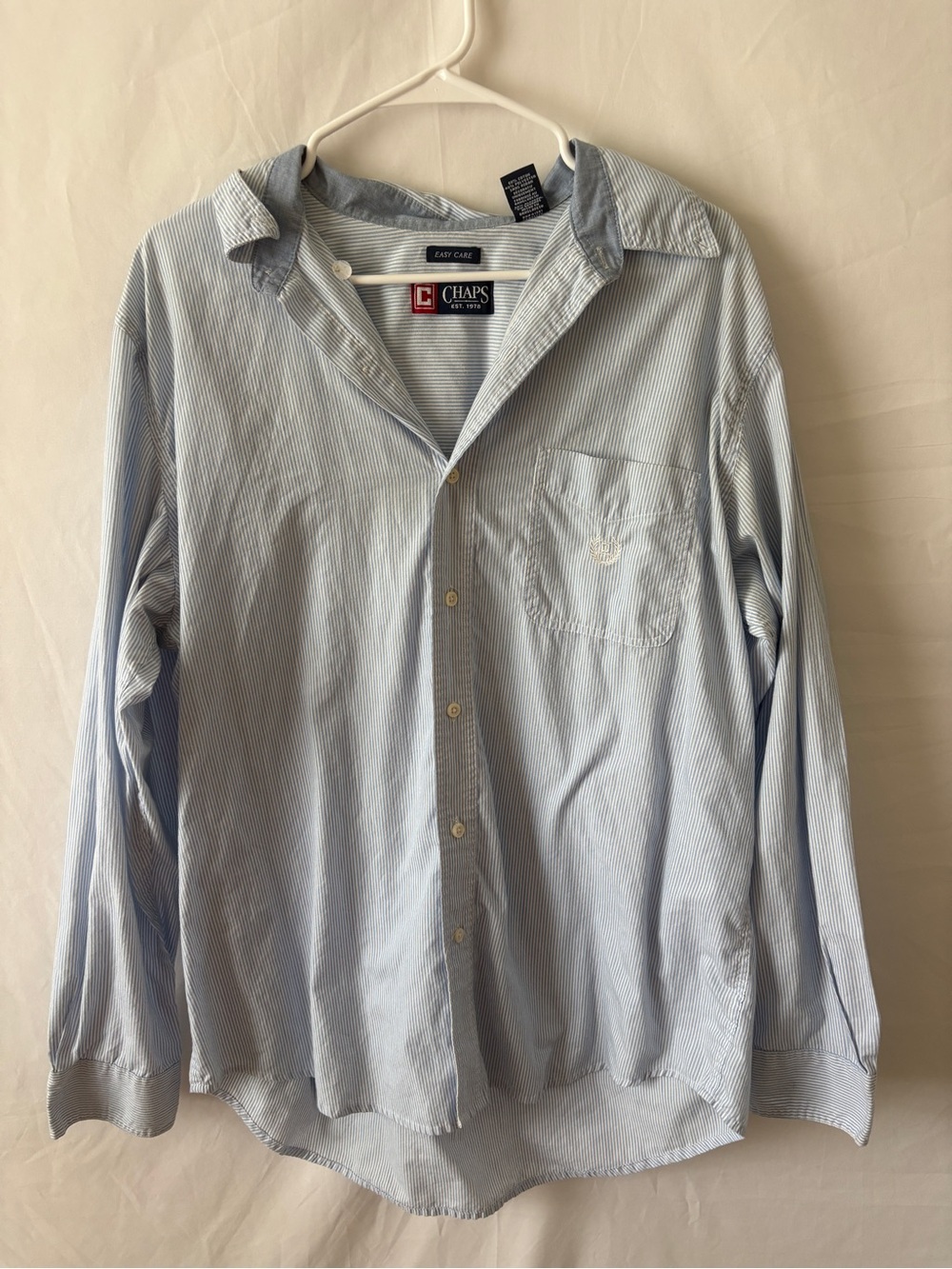 Chaps Men's Light Blue Thin-Striped Button-Down Shirt